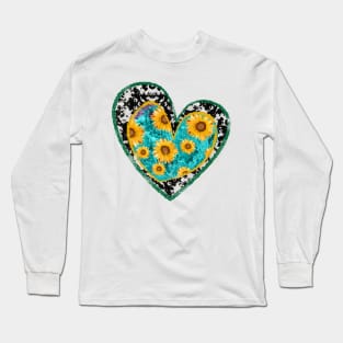 Sunflower Retro Heart Hippie Vintage Design Long Sleeve T-Shirt